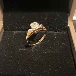 LIND Two Toned 14K THGE Cubic Zirconia Ring heavy gold electroplated